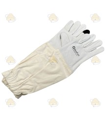 Gants d'apiculteur écran tactile, cuir et coton blanc - BeeFun