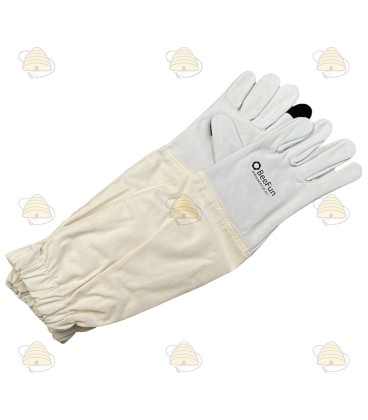 Gants d'apiculteur écran tactile, cuir et coton blanc - BeeFun