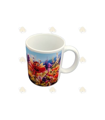 Tasse/Mug avec image en animation d'abeilles dans un champ de fleurs - BeeFun®