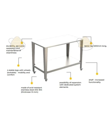 Verrijdbare werktafel RVS - 120 cm