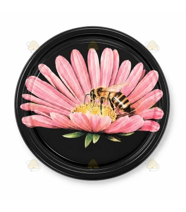Couvercles motif abeille sur fleur TO 63 mm - 60 pcs