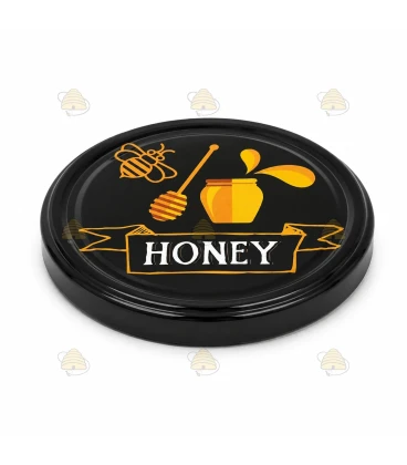 Couvercles "honey" noir & jaune TO 82 mm - 12 pcs