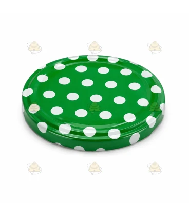 Couvercles verts à pois blancs TO 82 mm - 12 pcs