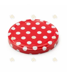 Couvercles rouges à pois blancs TO 82 mm - 12 pcs