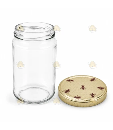Ronde glazen potten 60 stuks - 290 ml / 350 gram, met keuze uit deksels (TO 63 mm)