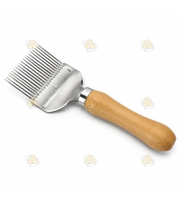 Herse à désoperculer (dents droites, manche bois)