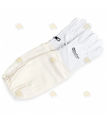 Gants d’apiculteur cuir et coton blanc – BeeFun®
