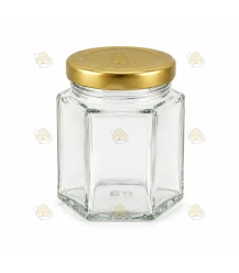 Pot verre hexagonal 45 ml/50 g avec couvercle TO 43 mm