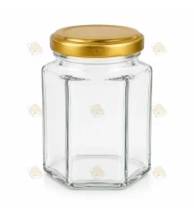 Pot verre hexagonal 116 ml/140 g avec couvercle TO 48 mm