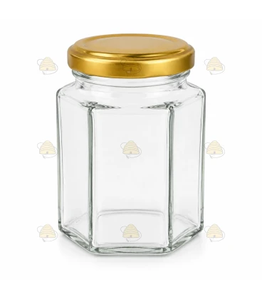 Pot verre hexagonal 116 ml/140 g avec couvercle TO 48 mm