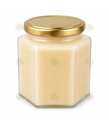 Pot verre hexagonal 390 ml/500 g avec couvercle TO 70 mm