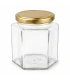 Pot verre hexagonal 390 ml/500 g avec couvercle TO 70 mm