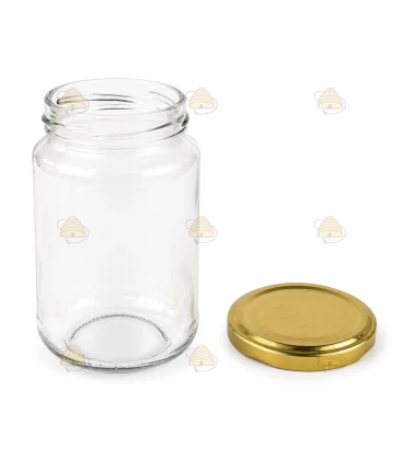 Pot verre rond 375ml / 450g, avec couvercle