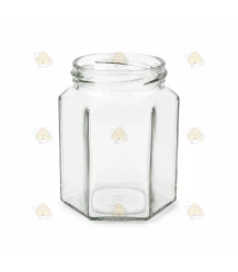 Pot verre hexagonal 278 ml/350 g sans couvercle