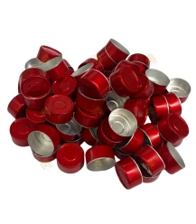 Coupelles en alu pour bougies chauffe-plat rouge – 100 pcs (37,5 mm x 19,5 mm)