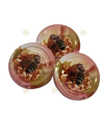 Fleur rose avec abeille, 63 mm Couvercle TO, 60 pièces
