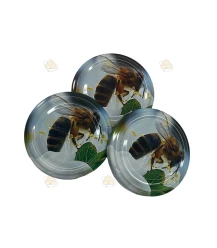 Abeille sur fleur de pommier, 63 mm Couvercle TO, 60 pièces