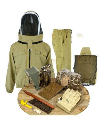Kit de démarrage Apiculture de luxe - veste/pantalon kaki Anglais